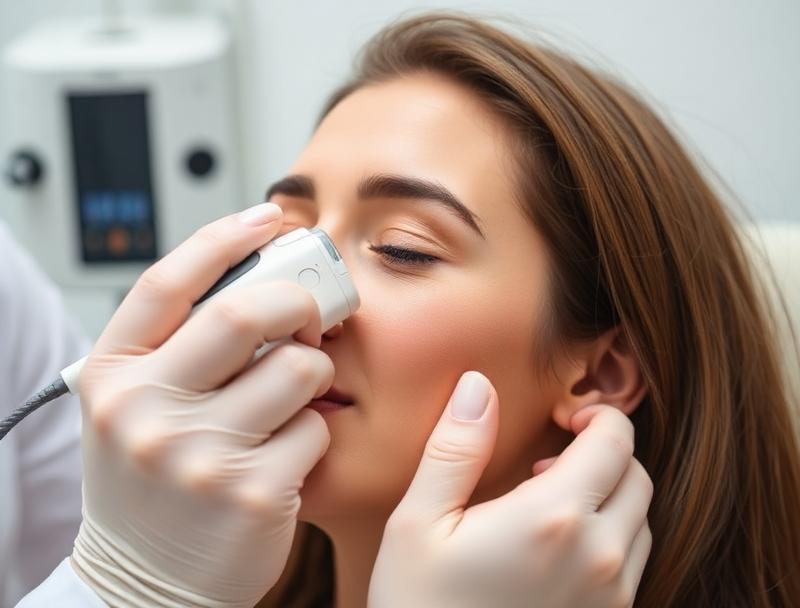 Dermatologist examining a patient's skin